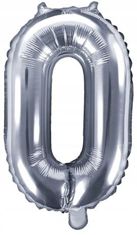 Balon Foliowy Cyfra "0" 35Cm Srebrny Metal 1 Szt.