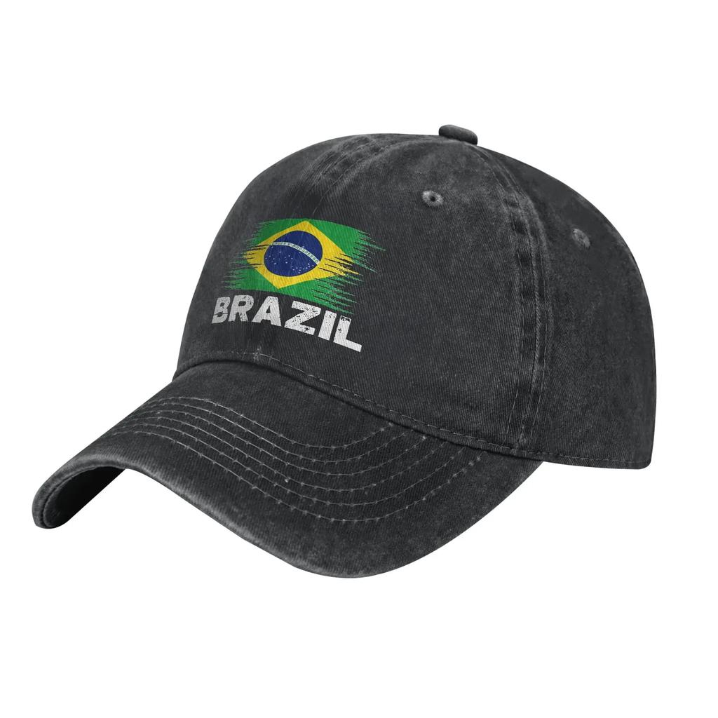 Brazil Distressed Flag Brazilian  Baseball Cap Vintage Cotton  Snapback Hat Unisex Outdoor Summer Unstructured Soft Hats Cap