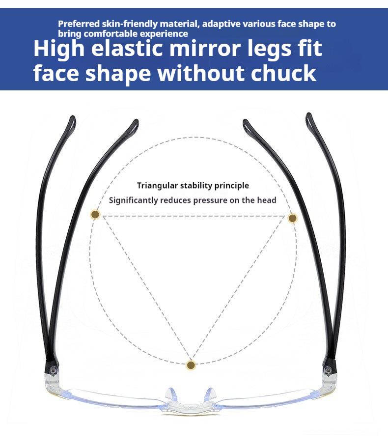 2025 New Frameless Minimalist Hot Stamping Cut Edge High-Definition Anti Blue Light Reading Glasses With Presbyopia Display