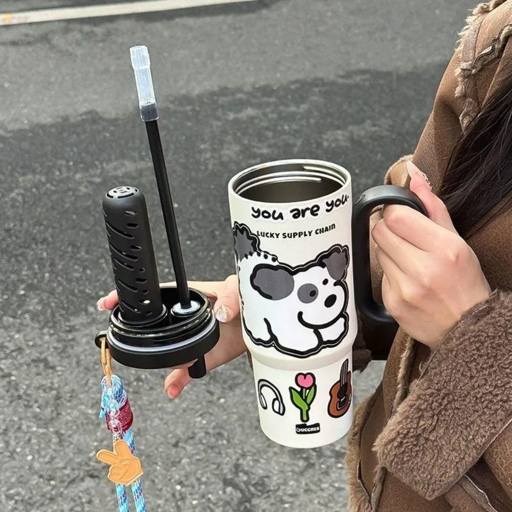 720ml Thermal Water Bottle Leak Proof Drinking Straw Cup Milk Tea Cup Outdoor Insulated Mug  Sports