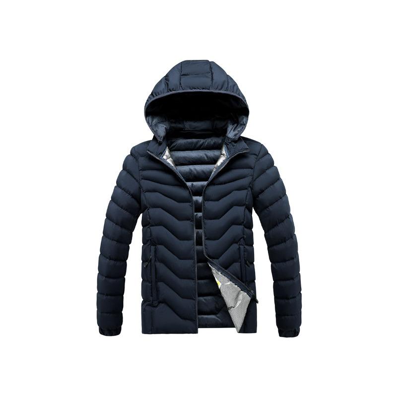 Lightweight Cotton Coat Men's Winter Solid Color Graphene Removable Cap Plus Velvet Thickened Hooded Jacket Men