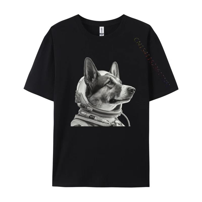 Weltraumhund T-Shirt Normales T-Shirt Für Studenten Neu Ankommendes Baumwoll-T-Shirt Freizeit Oberteil T-Shirts Schwarze Grafik-T-Shirts