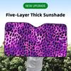 Purple Leopard Print Sun Visor Car Windshield Sunshade UV Protection Reflective Foldable Heat Insulation Cover