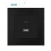 Black 16A German Standard Socket Panel with Double USB + Type C, Concealed European Installation