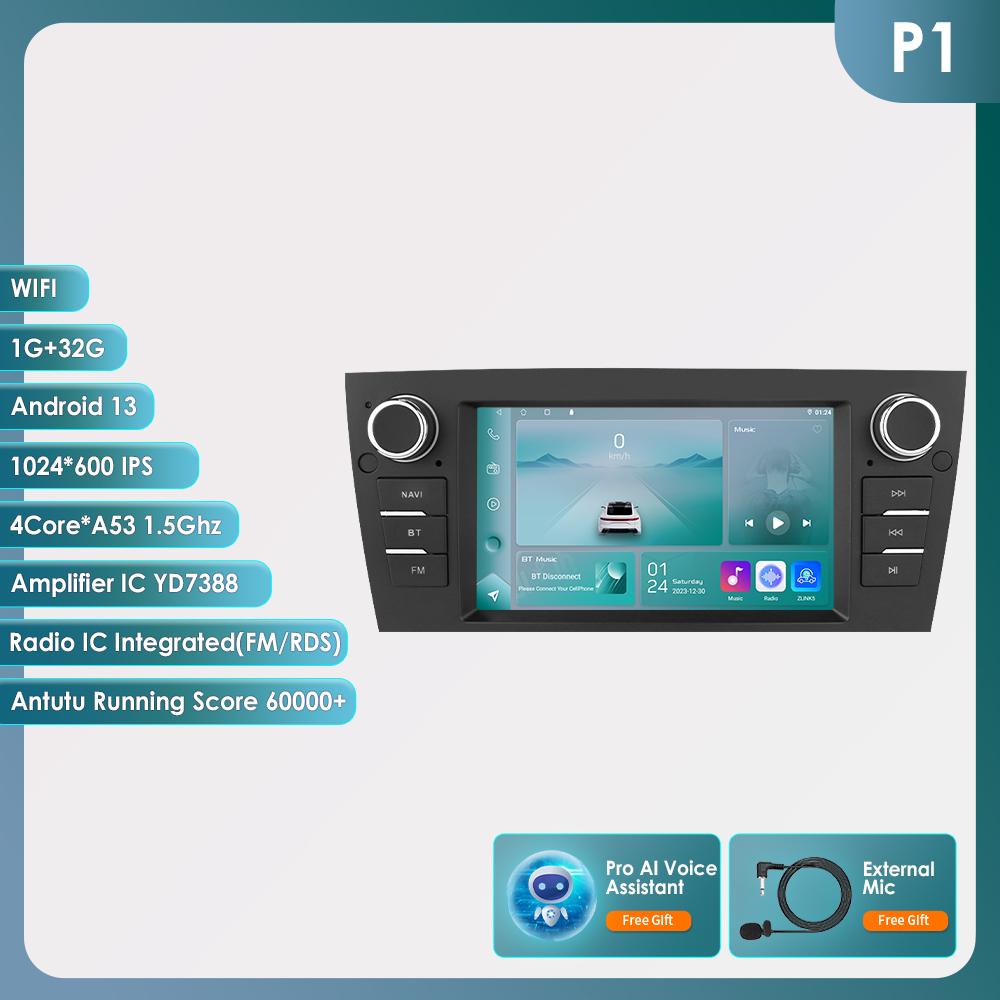 Hizpo Inteligentní 7'' 7862 AI 2din Android 13 Autorádio Multimediální Přehrávač Videa pro Pro BMW Řady 3 E90 E91 E92 E93 Navigace GPS Carplay 4G RDS