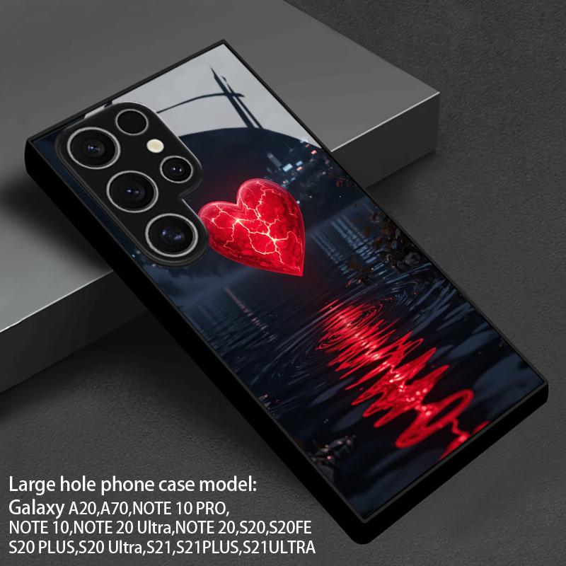 2D Heart Reflection Pattern Mobile Phone Case for Samsung S26 S25 S24 S23 S22 S21 S20 A56 A36 A16 - Glass Protective Cover