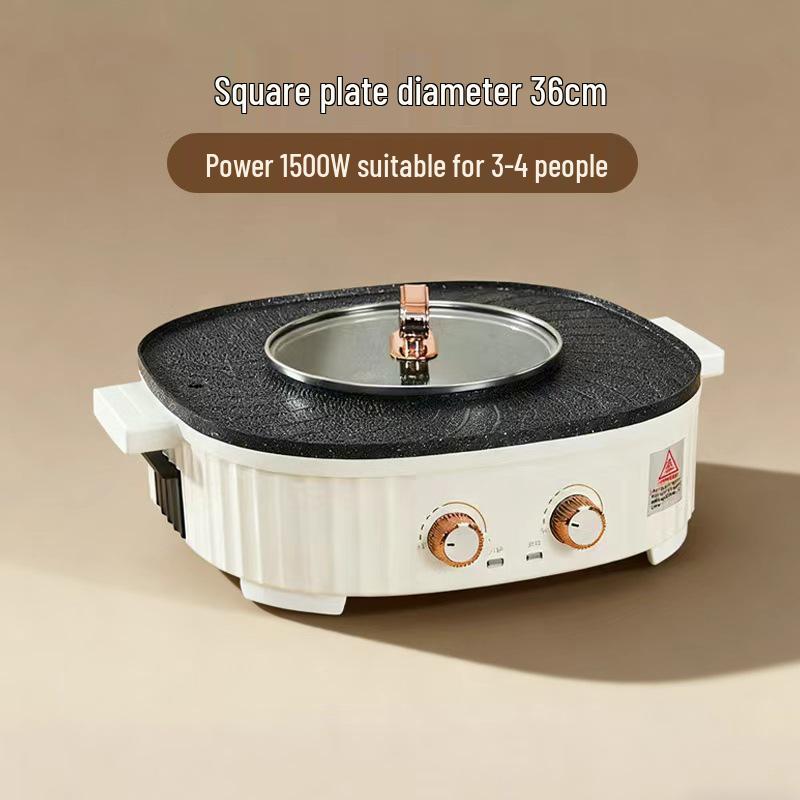 Multifunctional Non-stick Hot Pot & Grill Combo - Electric BBQ Pan & Integrated Grill In stock