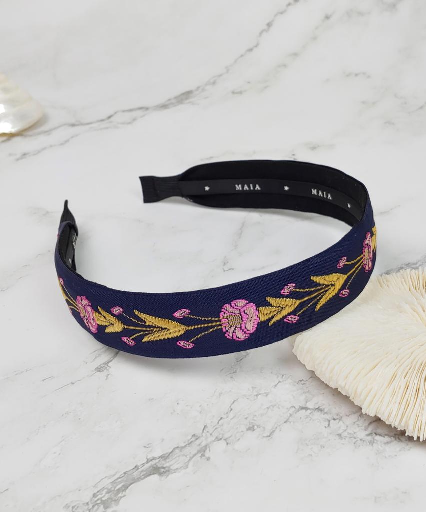 Maia Rose Garden Headband - Navy