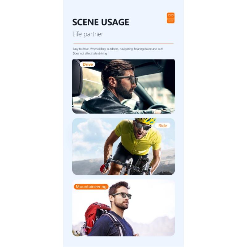 Bluetooth Smartbrille Sonnenbrille Blaulichtfilter UV Bluetooth Kopfhörer KI Audiobrille kann Anrufe tätigen
