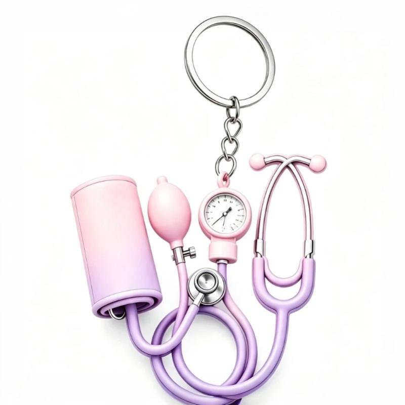 Mini 2D Flat Stethoscope Keychain Cute Creative Bag Pendant for Nurses Doctors Key Decor Medical Themed Holiday Souvenir Gift