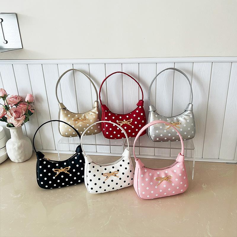 Girls' Underarm Bag - Knitted Bow Embroidered Children's Handbag - Coin and Accessory Bag