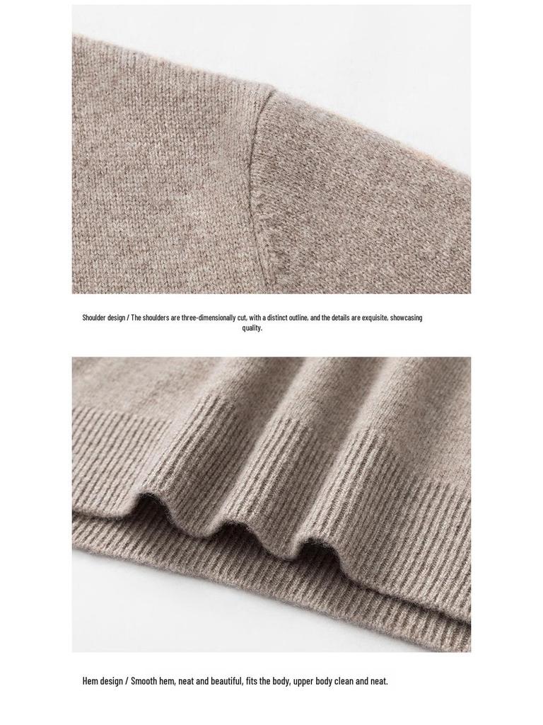 Herren Leichter Luxus Wollpullover mit Möwenkragen - Winterlich Warm Modischer Gestrickter Basisschicht