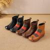 Johnature Ethnic Style Mixed Colors Genuine Leather Wedges Short Boots Warm Comfortable Women's Cotton Shoes