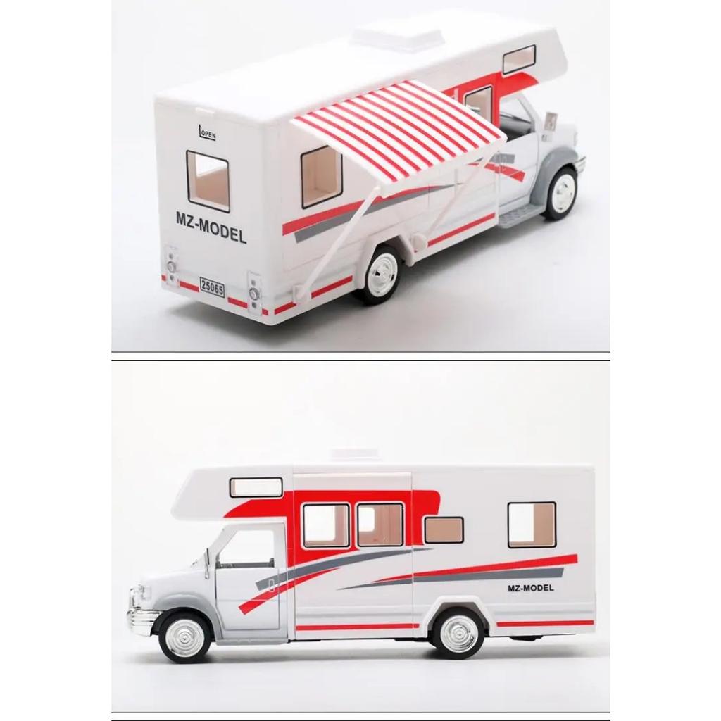 1/30 Diecast Luxury RV Recreational Vehicle Car Model Metal Toy Camper Van Motorhome Touring Car Model Sound and Light Kids Gift