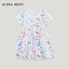 Summer Unicorn Princess Dress: European and American Style Cartoon Print for Girls