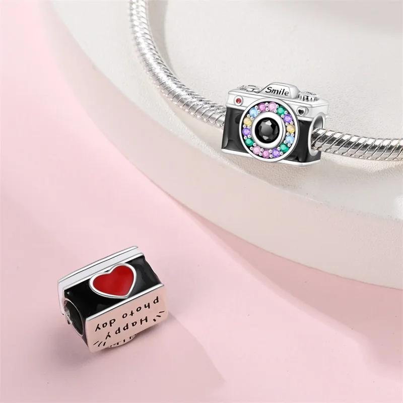 Charms Original Copper Colored Zircon Gemstone Camera Beads Fit Bracelet Diy Fine Gift Women Delicate Jewelry Acces