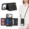Magnetische Ritssluiting Portemonnee Crossbody Riem Hoesje Voor iPhone 17 11 12 13 14 15 16 Pro Max Air Luxe Leer Kaartsleuven Stand Cover