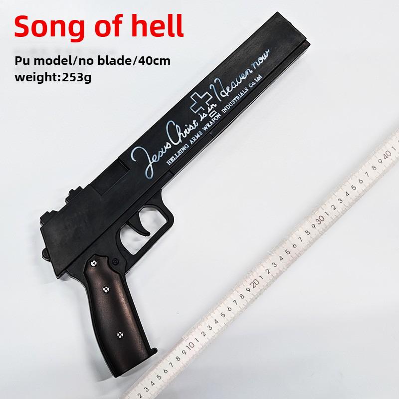 40cm/15.75in Game Peripheral Ace of Heart Revolver COSPlay Halloween Sword Model Prop PU Simulation Boy Toy Gun Desktop Ornament