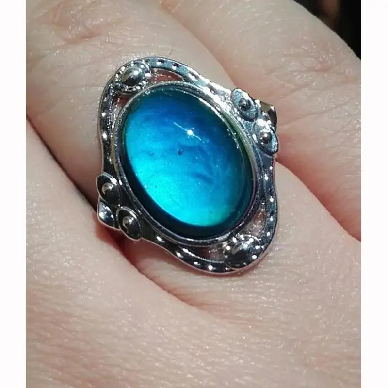 Kreativer magischer Ring Edelstein Farbwechselring Herzförmig Verstellbar Temperatur Schmuck-Accessoire Geschenk Beliebtes Accessoire
