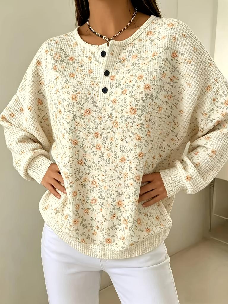 Fashion gradient striped waffle button hoodie