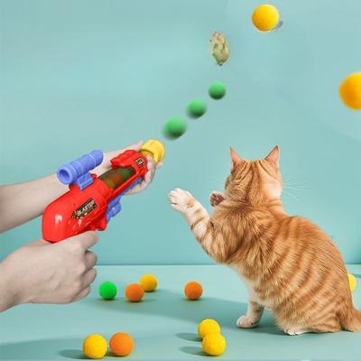 Cat Toy Hair Ball Pom-pom Launcher Gun Self-stimulating Toy To Relieve Boredom High Elastic Hair Ball Bite-resistant Cat Stick Pet Ball
