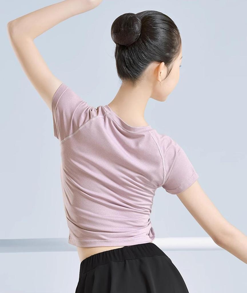 Ballet Short Sleeve Short Tops for Women Practice Wear Stretch Blouse Adjustable Gathers Classical Dance Ballroom Dance Dance Top Dance Costume Yoga