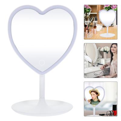 LED Makeup Shape Portable Lighted Desktop Vanity Mirror Adjustable Brightness for Makeup Shaving