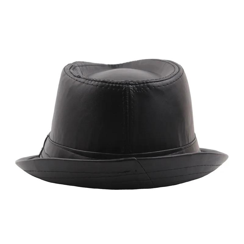 PU Leather Gift Fedoras  for Middle-aged and Elderly Autumn and Winter Outdoor Leisure Gentlemen Jazz Hat for Men Panama Hat