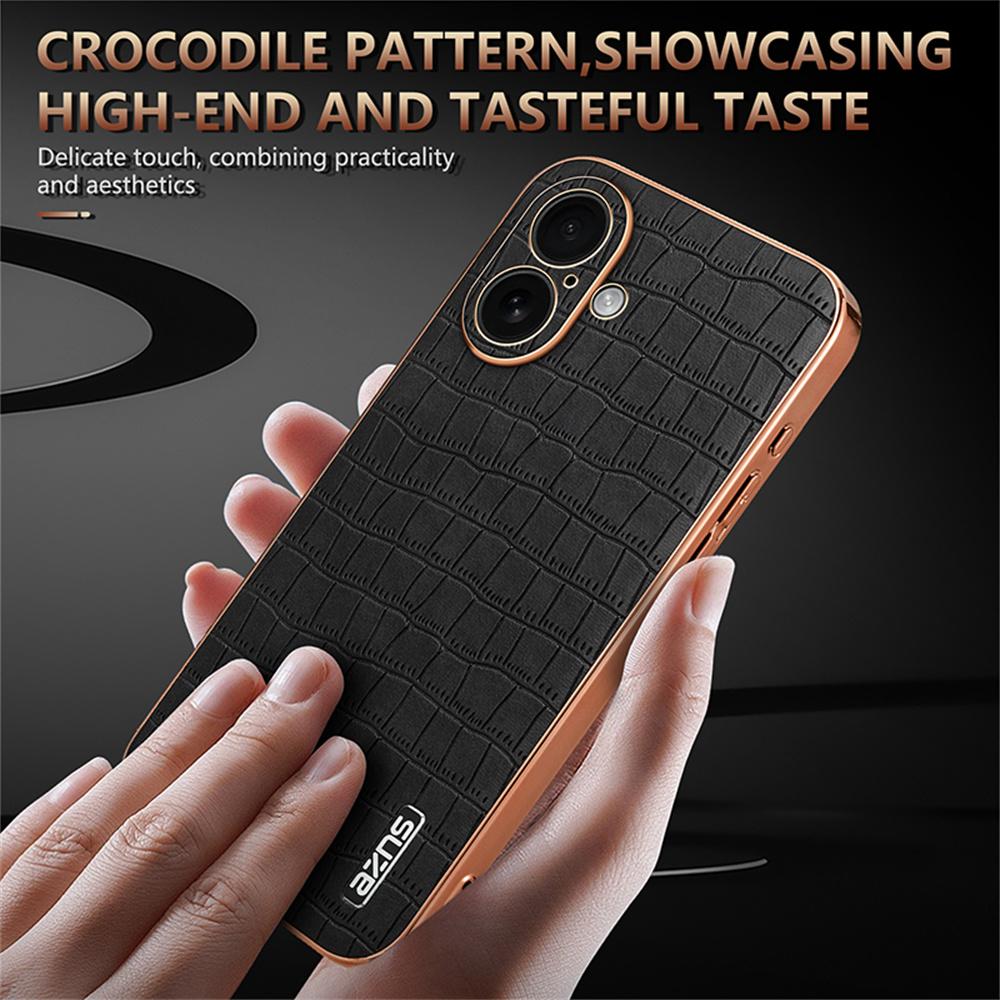 AZNS For iPhone 17 Case Electroplating Crocodile Texture PU+TPU Phone Cover