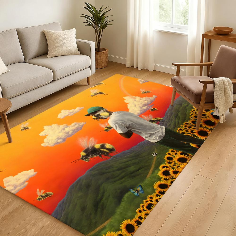 The Cool T-tyler Creator Floor Mat Soft Thickened Absorbent Non-Slip Bedroom Living Room Door Mat Home Decor Flannel Rugs