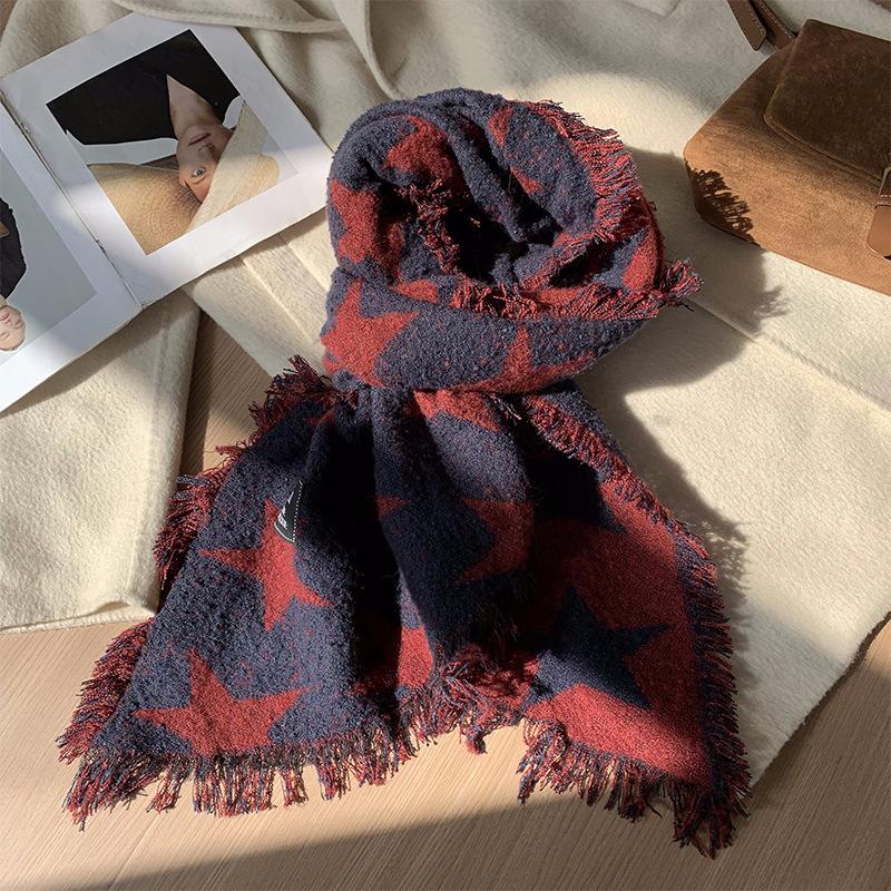 Korean Version of Star High End Scarf for Girls in Winter Thickened Qianqiao Warm Scarf Versatile Cold Proof Student Shawl