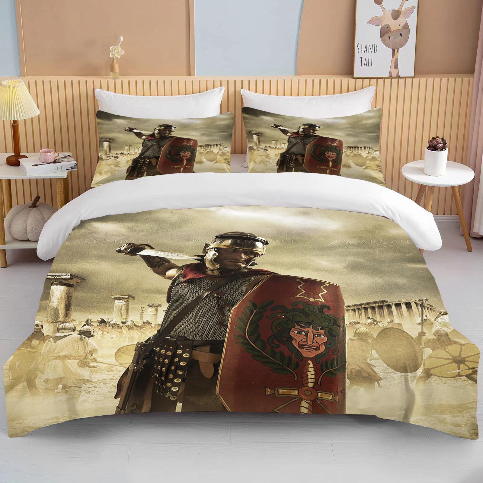 

Ancient Rome Gladiator Bedding Set Duvet Cover Warrior Single Twin Full Queen Adult Bed Three Piece Set EU single(135x200cm)
