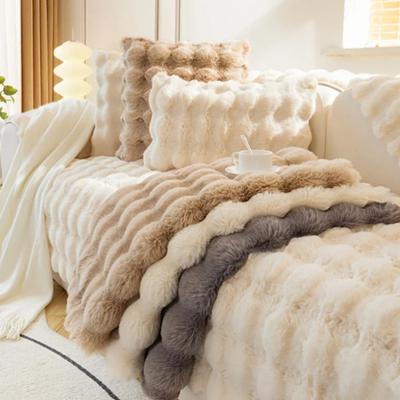 High Quality Rabbit Plush Non-slip Sofa Mat Soft Winter Thickened Warm Sofa Cover New Warm Plush Cover Cloth Towel