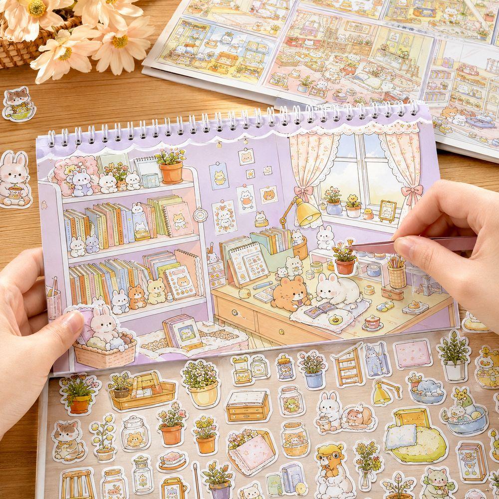 Cute Cartoon Style Scene Building Sticker Book Scrapbook Stickers  Scrapbook Decorating