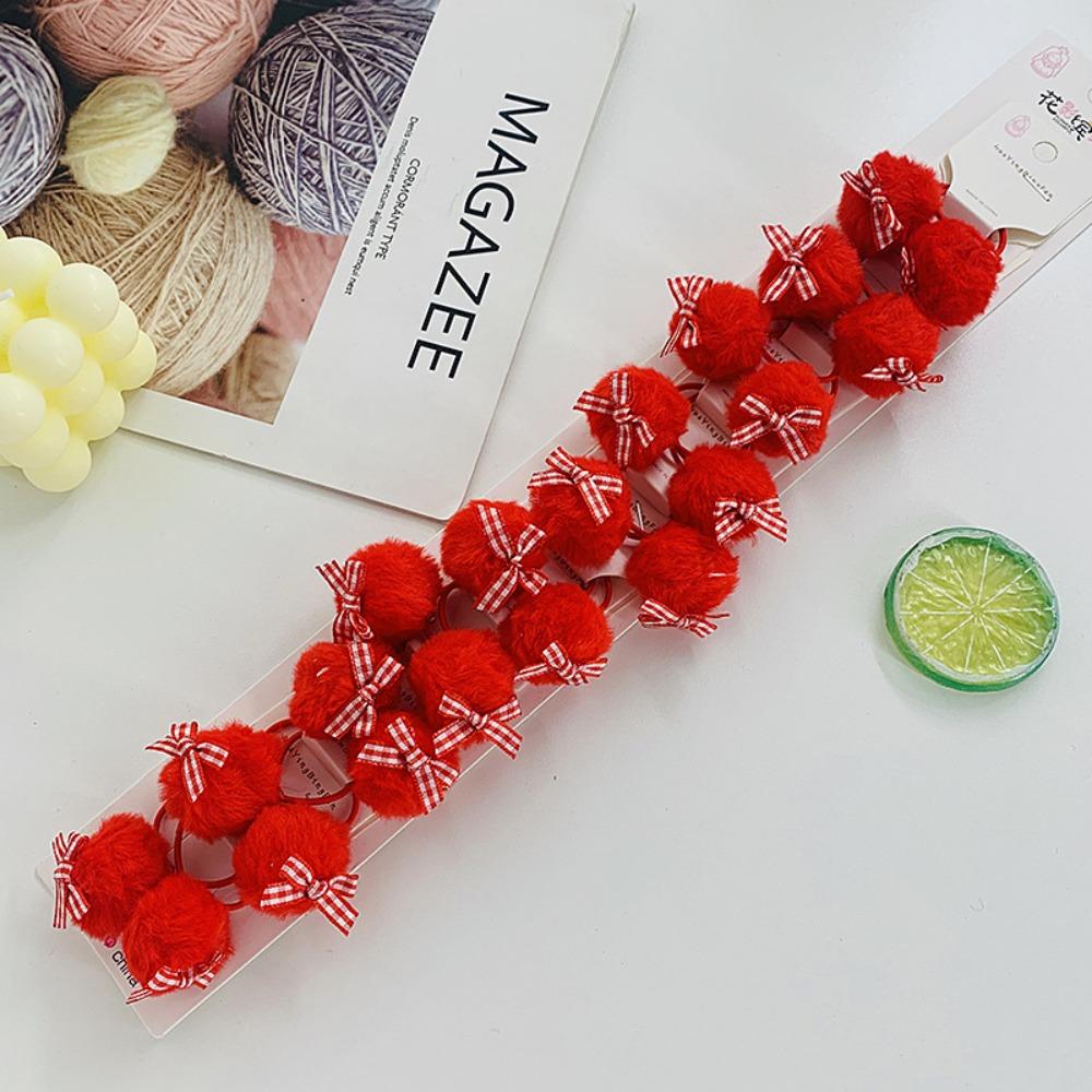 2pcs Hanfu Headdress Children Wig Hairpin Tassel Headband Red Bow Hairclip New Year Headwear
