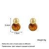 New Amber Color Oval Dangle Earrings for Women Random Stripe Gold Color Metal Top Drop Earrings Unusual Earrings brincos