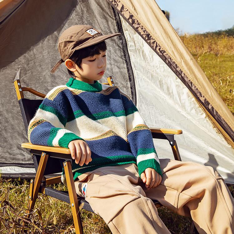 

2025 Boys Fashionable Fleece-Lined Knit Sweaters for Autumn and Winter 130 cm