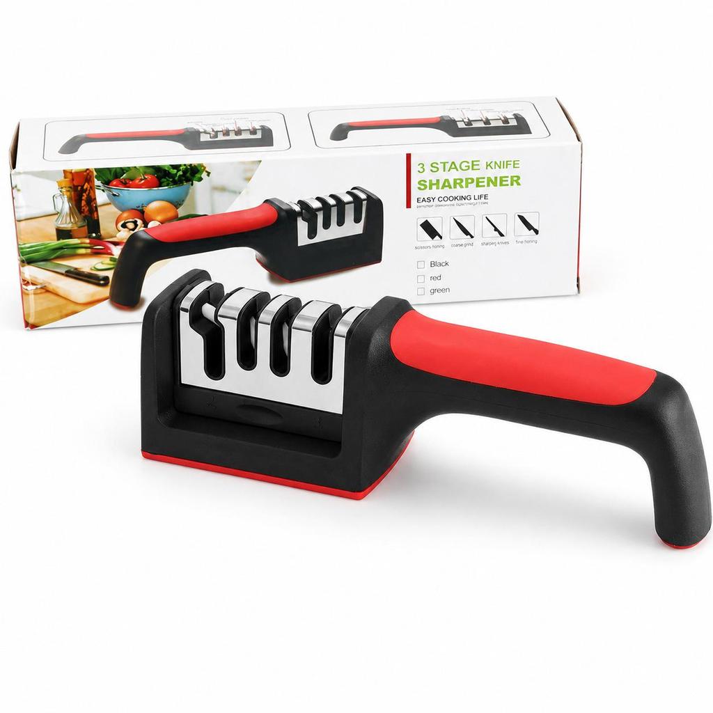 Four-Stage Manual Kitchen Knife Sharpener for Chef and Slicing Knives