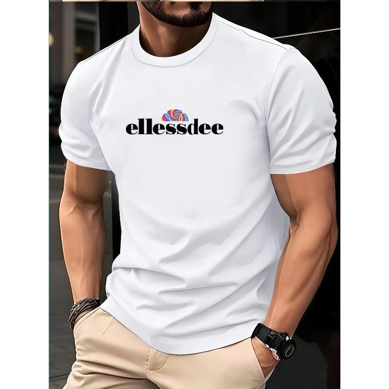 European Sizes Ellessdee Vintage Streetwear T-Shirt for & - Royal Blue Suitable for Casual, Gym,, Training | Durable Logo Print Round Neck Tee