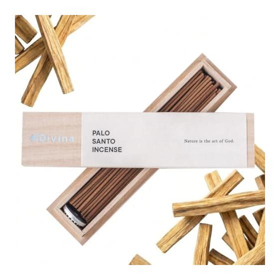#Divina Incense Palo Santo Sandalwood Incense, Low Smoke, Sandalwood, Paulownia Box, Incense Holder Included, Made in Kyoto, 40 Bottles,