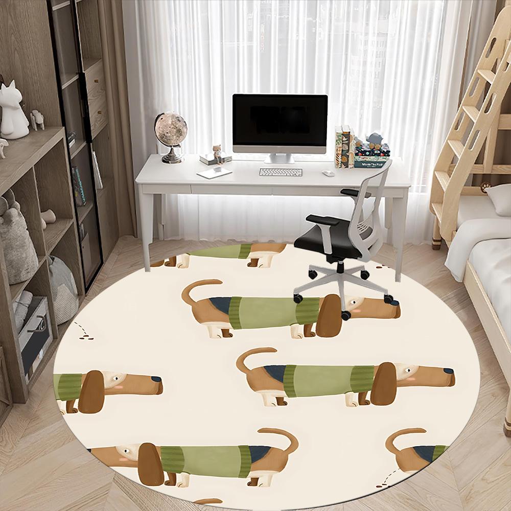 1pc Dachshund Sweater Pattern Chair Carpet for Office Non Slip, Machine Washable Rug for Office, Room Holiday Decor for Christmas, Birthday Polyester