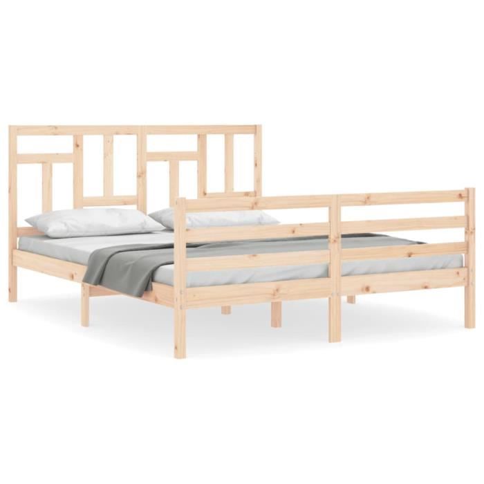 VidaXL Bed Frames with Headboard 160x200 Cm Solid Wood 3194971