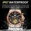 BINBOND Fashion Tourbillon Automatic Watch Men Luxury Skeleton Mechanical Wristwatch Stainless Steel Wristwatches