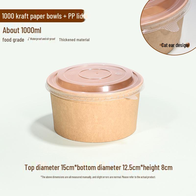 High-Temperature Resistant Disposable Noodle Bowl & Chopstick Set - Food-Grade Kraft Paper Bowl for Quick Meals