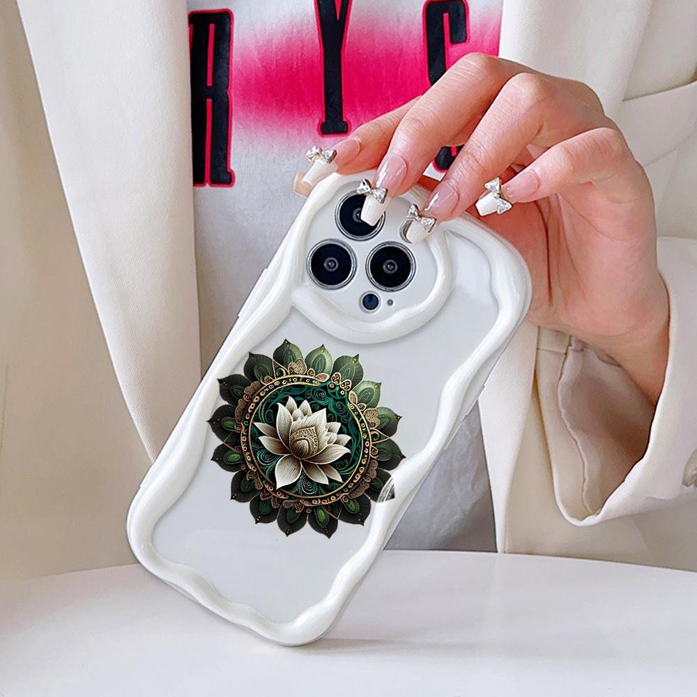 Cartoon Pattern Cream Texture Casing Wavy Edge Soft Silicone Cover Phone Case for IPhone Samsung Huawei Honor Xiaomi Redmi Infinix Tecno