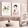 Crane Color Block Woman Watanabe Wall Art Canvas Painting Nordic Posters And Prints Wall Pictures For Living Room Japanese Decor