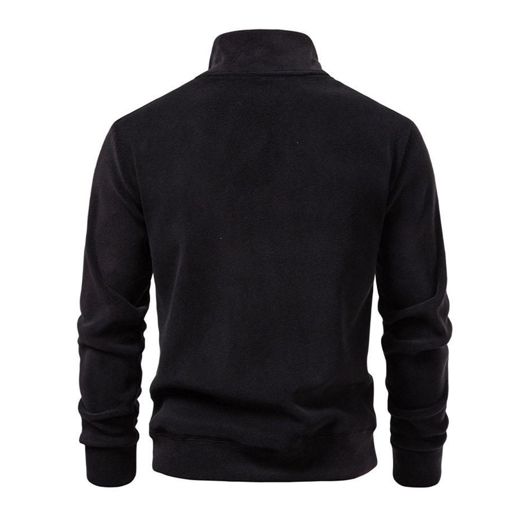 Men's Fall Winter Half-Zip Mock Neck Sweatshirt, Color Loose Fit Thick Pullover Top