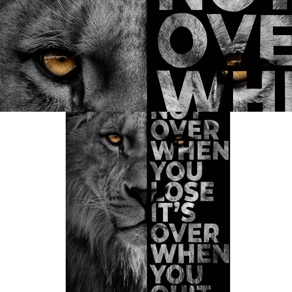 Black Lion with Inspirational Words Wall Canvas Art Painting Posters And Prints On Canvas Art Picture for Living Room Home Decor