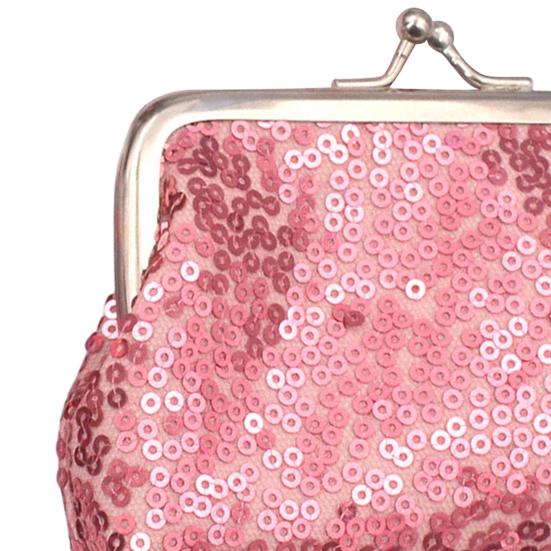 Women Coin Purse, with Metal Hinge And Kiss-lock Design, Lightweight Portable Mini Wallet, with Sequined Glitter Vintage Pouch for Coins Cards