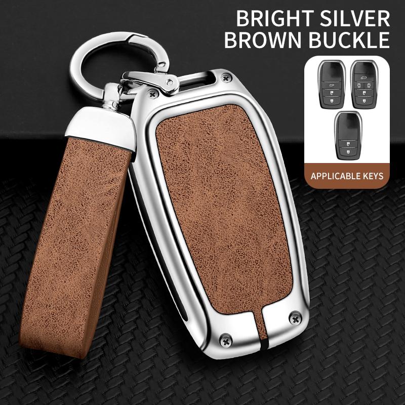 Custodia protettiva in lega di zinco e pelle per chiavi auto per Toyota CHR Hilux Fortuner Land Cruiser 200 Camry Corolla Crown RAV4 Highland